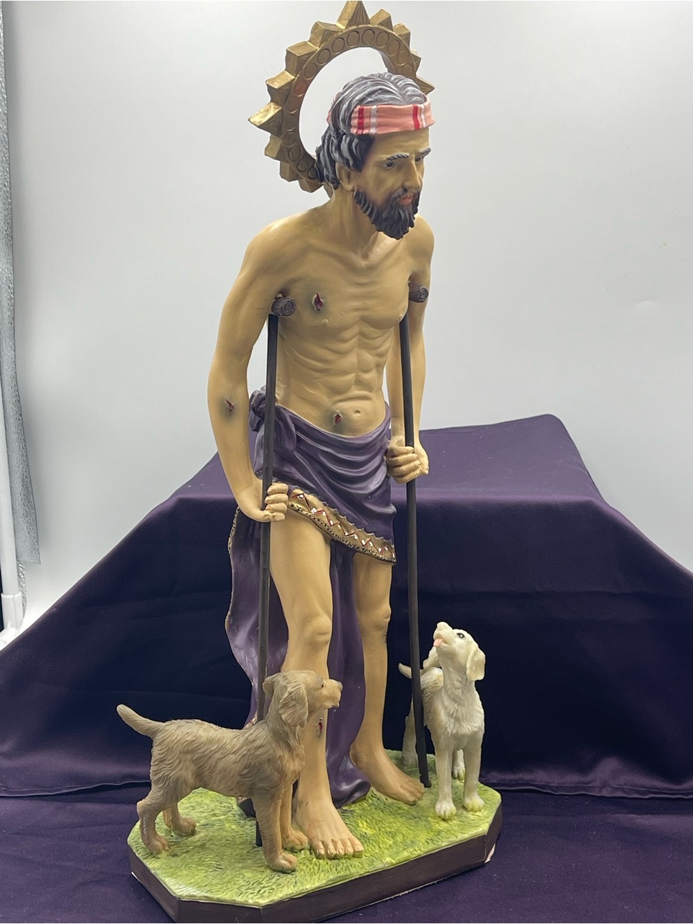 San Lázaro (Saint Lazarus) Religious Devotional “Patron of Healing” Resin Statue